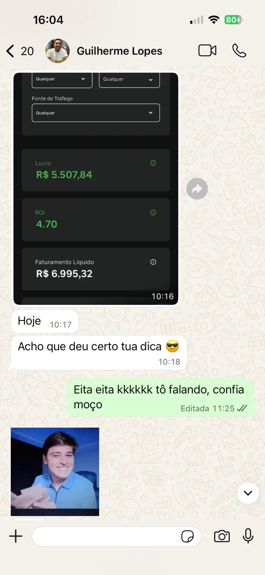 Aluno com lucro de mais de R$ 5 mil